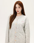 Light Grey Korean-Style Relaxed Knit Cardigan