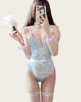 Sweet Maid Lingerie Costume with Stockings and Feather Duster