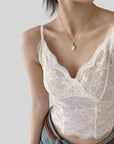French Lace V-Neck Brushed Camisole