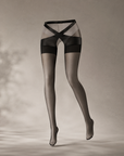 Premium Open-Crotch Sheer Black Tights