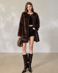 Old-Money Inspired Faux Mink Mid-Length Coat