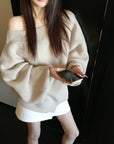 Asymmetrical Shoulder Chunky Knit Sweater