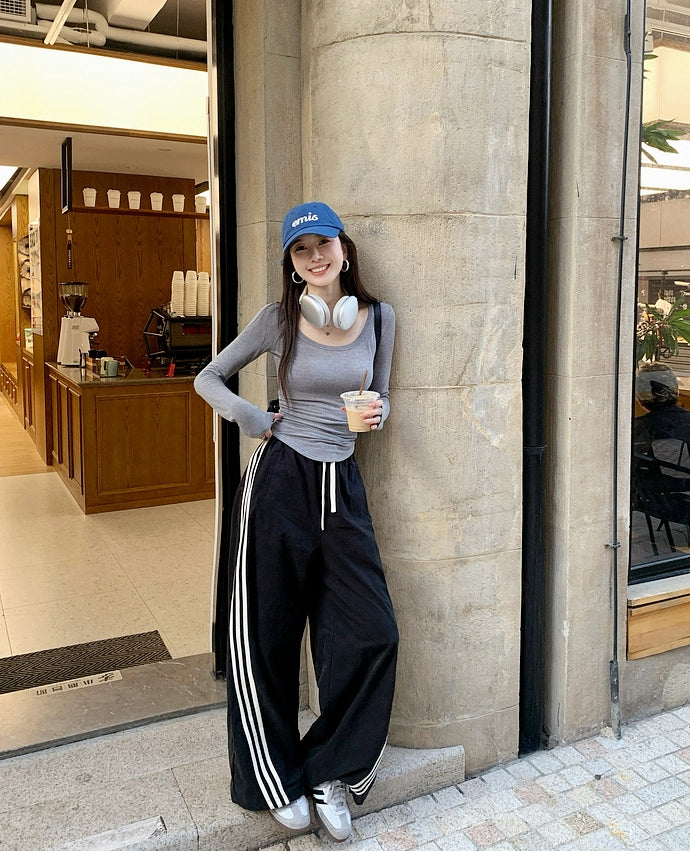 American-Style Striped Eco Cotton Drawstring Lounge Pants