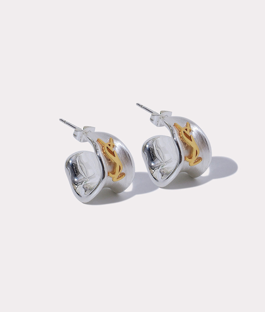 Irregular Letter 925 Silver Stud Earrings