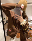 Rouje Kelly Embroidered Knit Cardigan in Maillard Tones