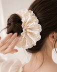 Korean-Inspired Oversized Pearl Satin Scrunchie