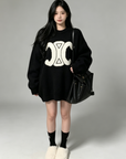 Triomphe Contrast Logo Knit Sweater with socks