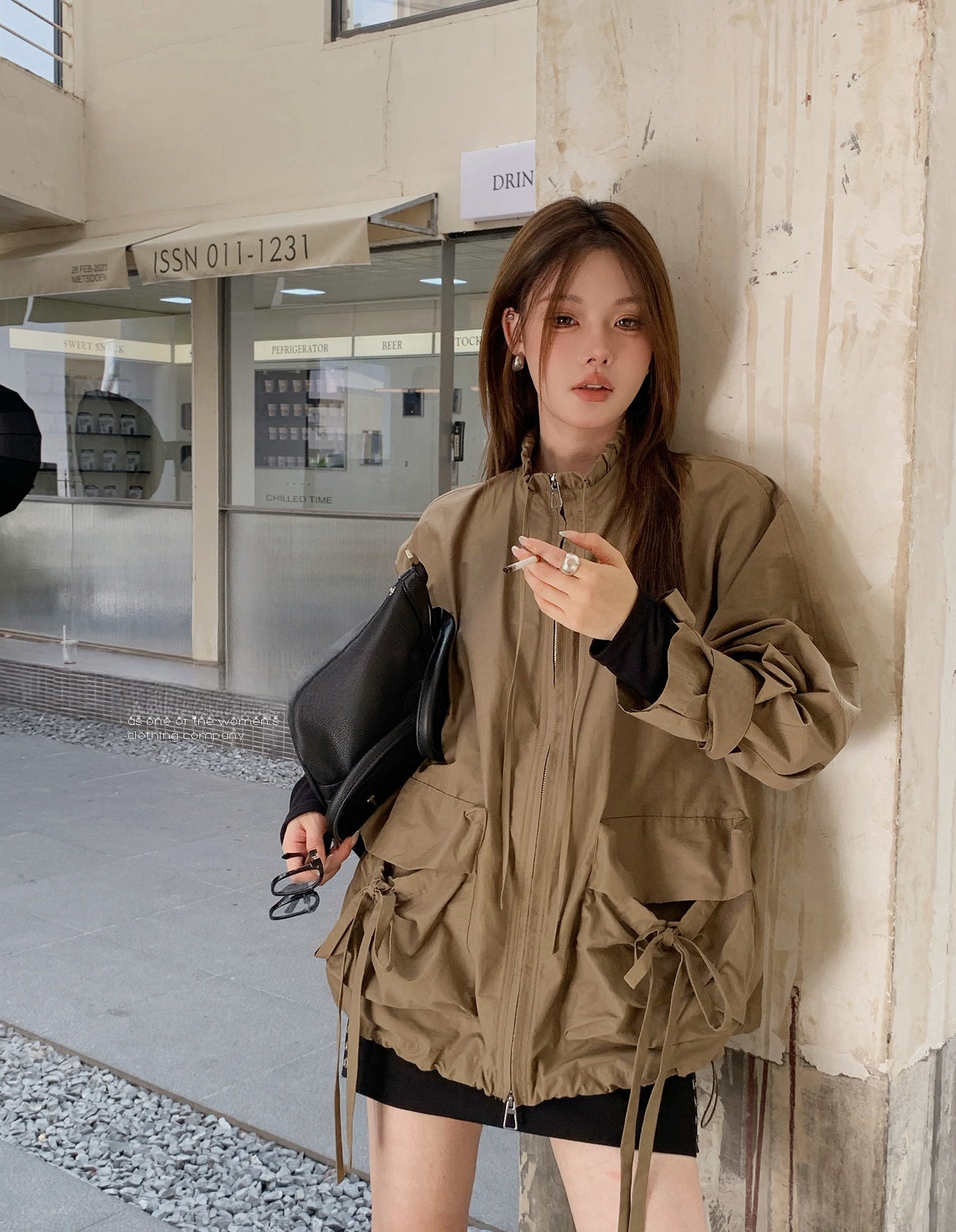 Casual Utility-Style Jacket with Straps