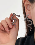 Dark Aesthetic Snake-Shaped Rhinestone Earrings
