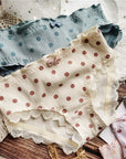 Vintage Cotton Lace Trim Low Waist Underwear(2 in 1 Set)