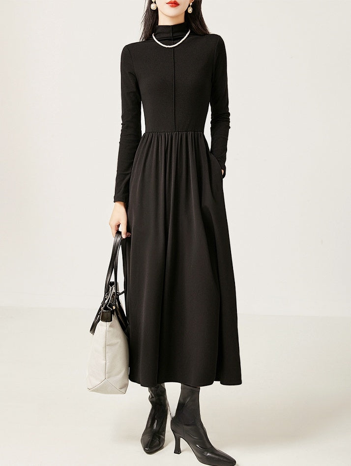 Mock Neck A-Line Dress