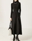 Mock Neck A-Line Dress