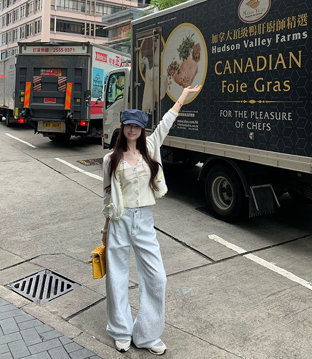 Must-Have Pants! Baby Blue Straight-Leg Floor-Length Jeans