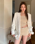 Statement lace-panelled couture blazer