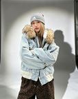 Washed Blue Baby Fleece Parka Jacket