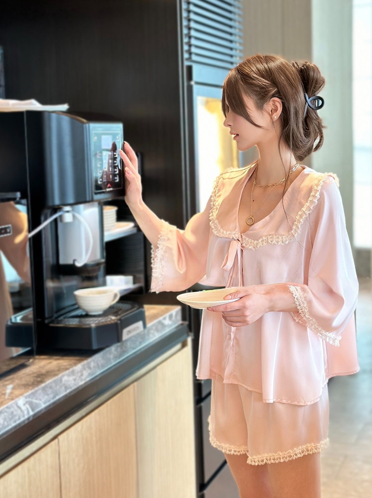 French silk loungewear with a sweet, feminine touch