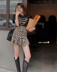 Sweet High-Waisted Leopard Print Skirt