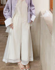 Vintage Chinese-Style Flowing Double-Layer Gauze Nine-Point Wide-Leg Culottes