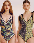 REVERSIBLE TIE-SHOULDER ONE PIECE SWIMSUIT