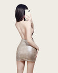 Silver Chain Backless Dress
