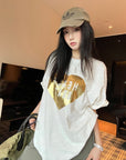 Vintage gold-foil heart bamboo-slub tee