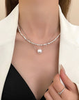 Silver Shimmer Layered Double Necklace