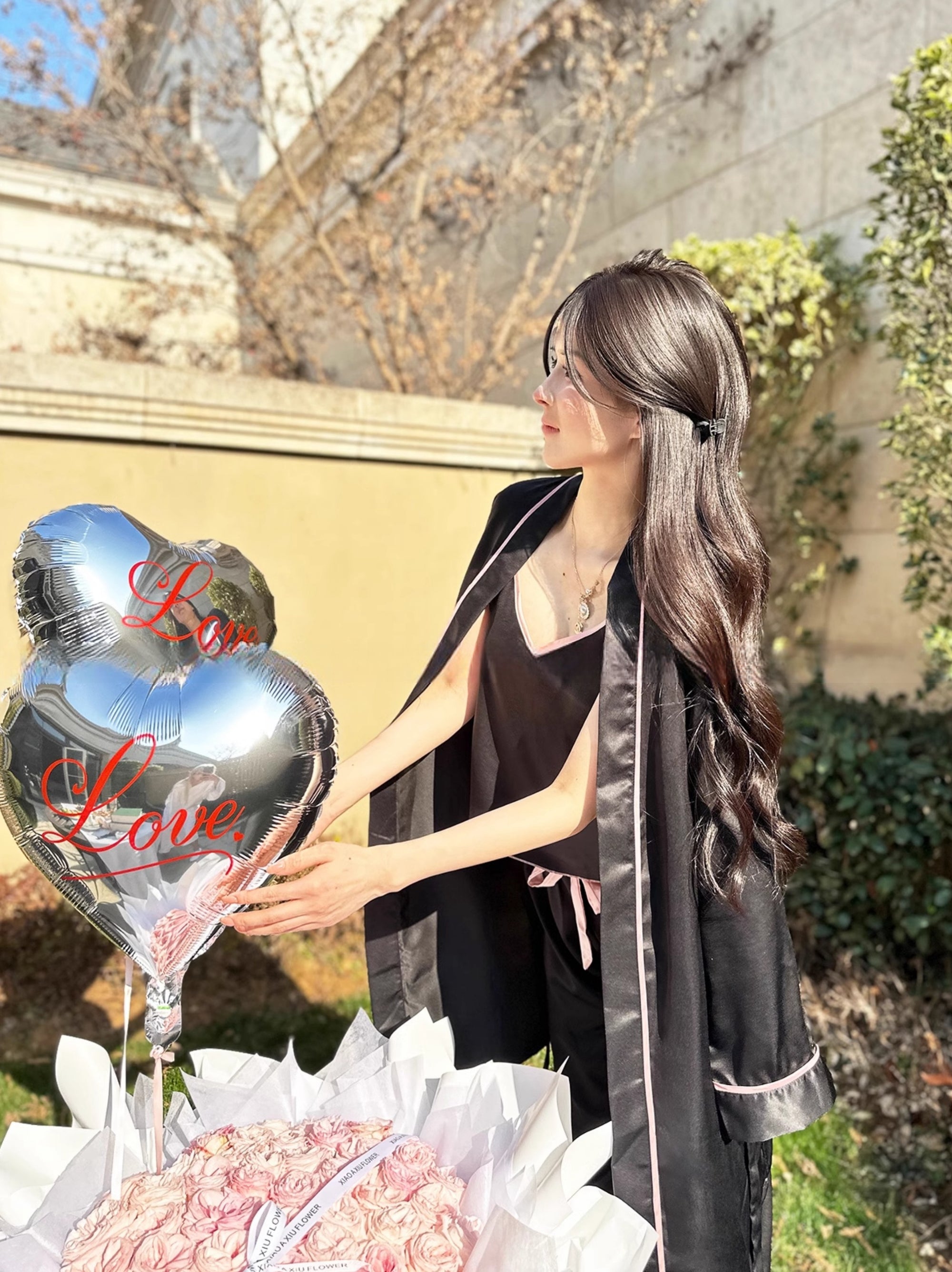 Korean Style Loose-Fit Strappy Jumpsuit with Outer Shawl Three-Piece Set