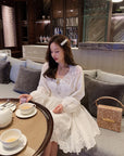 Hollow V-Neck Court Dress