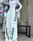 American-Style Quilted Diamond Pattern Blade-Cut Pants