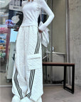 American-Style Quilted Diamond Pattern Blade-Cut Pants
