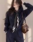 Ribbon Hoodie & Wide-Leg Sweatpants Set