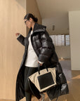 Glossy Oversized Collar Down Coat – Wash-Free Finish
