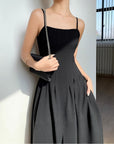 Linen Fabric Slip Dress Classic Little Black Dress