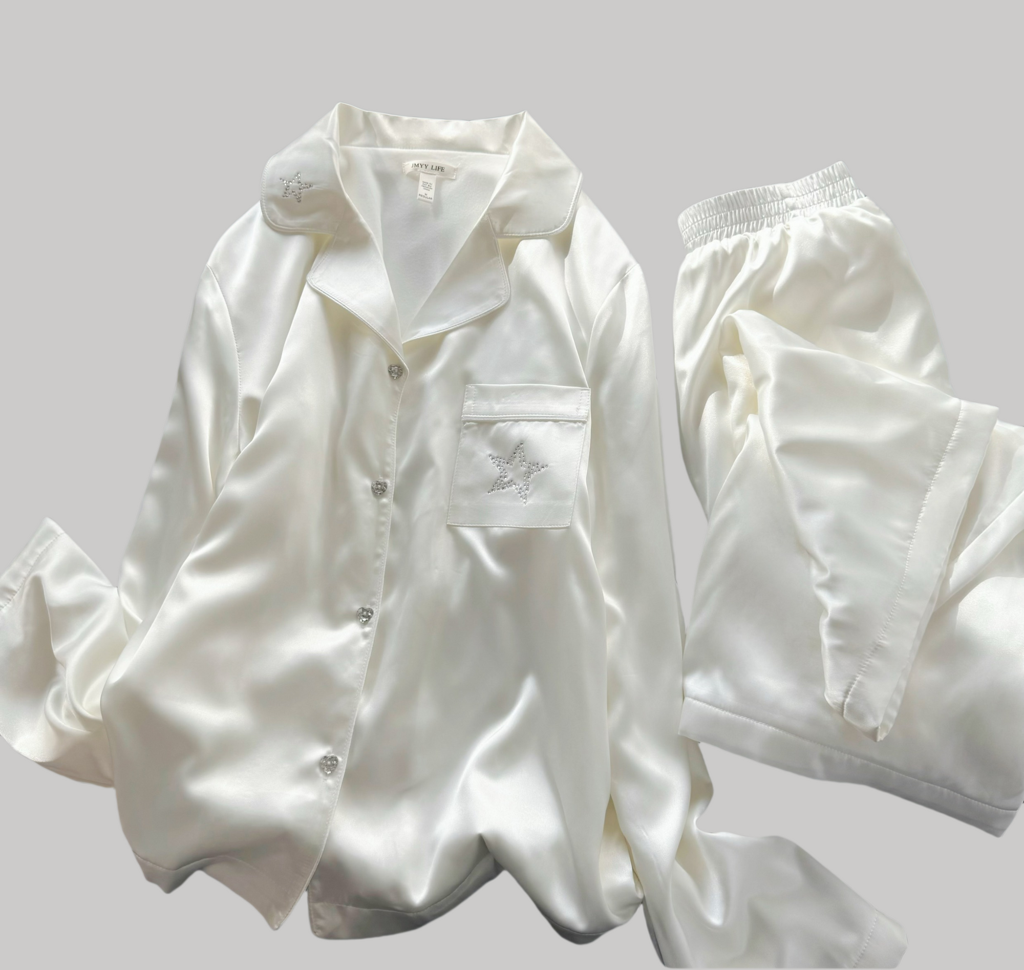 Luxury Satin Silver Fox Fleece Loungewear Set