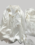 Luxury Satin Silver Fox Fleece Loungewear Set
