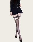 Lace Garter Belt with Black Stockings