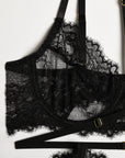 French Court-Inspired Waist-Cinching Fishbone Underwired Three-Piece Set