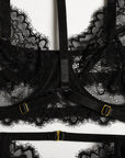French Court-Inspired Waist-Cinching Fishbone Underwired Three-Piece Set 