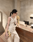Vintage-Inspired Tie-Back Vest & Pants Set