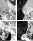 New Chinese Style Satin Embroidered Down Jacket (Without Fur Scarf)