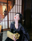 New Chinese Style Satin Embroidered Down Jacket (Without Fur Scarf)
