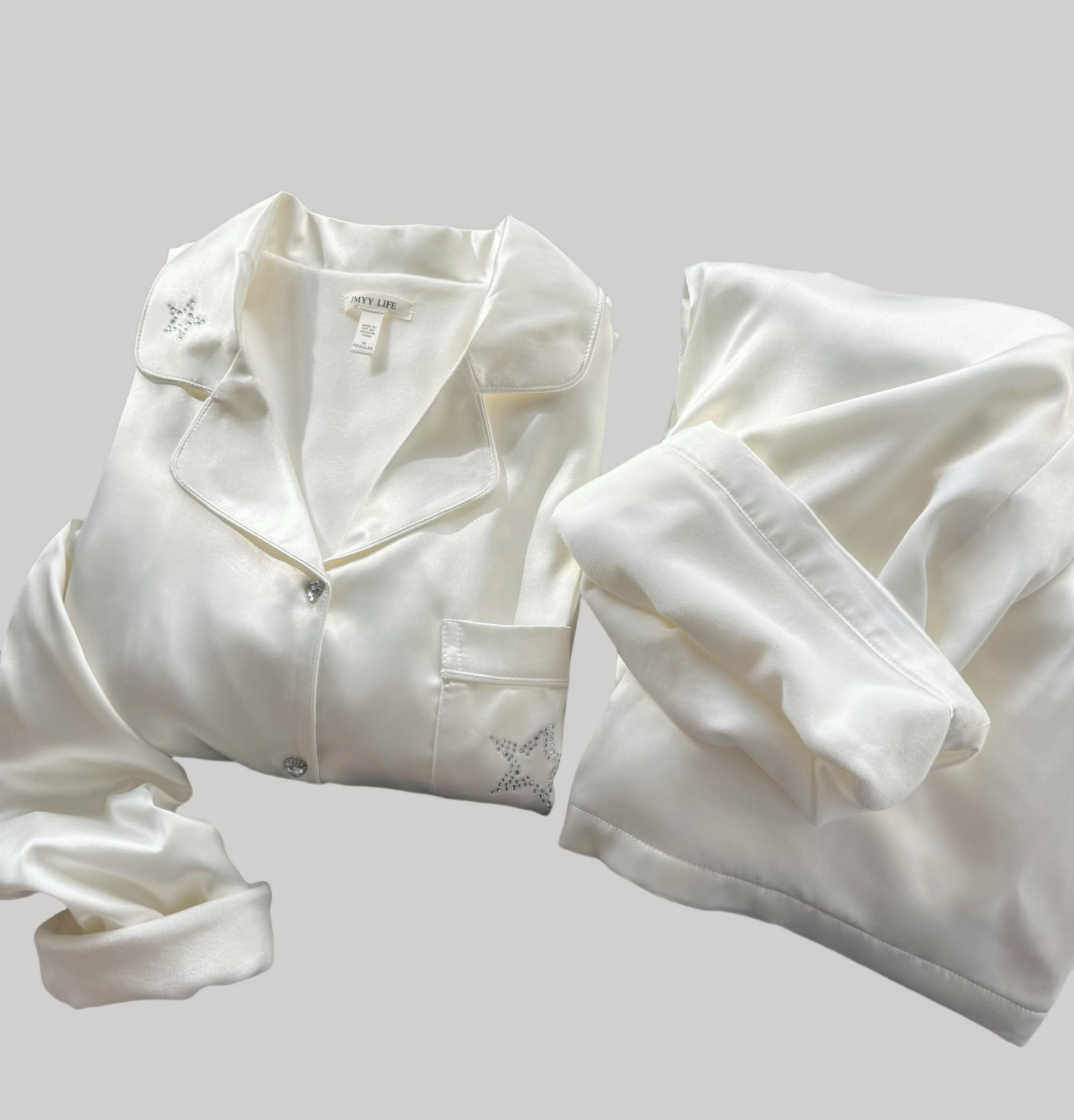 Luxury Satin Silver Fox Fleece Loungewear Set
