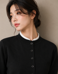Mock Neck Layered Knit Cardigan