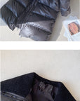 Glossy Oversized Collar Down Coat – Wash-Free Finish