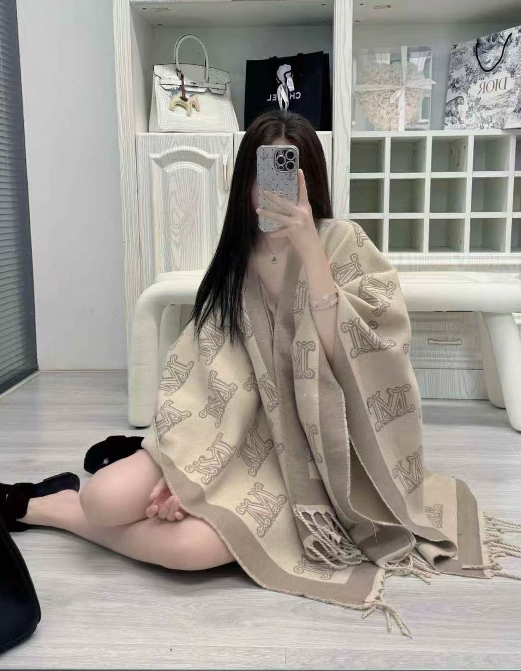 100% Pure Cashmere Oversized Fringe Shawl/Scarf