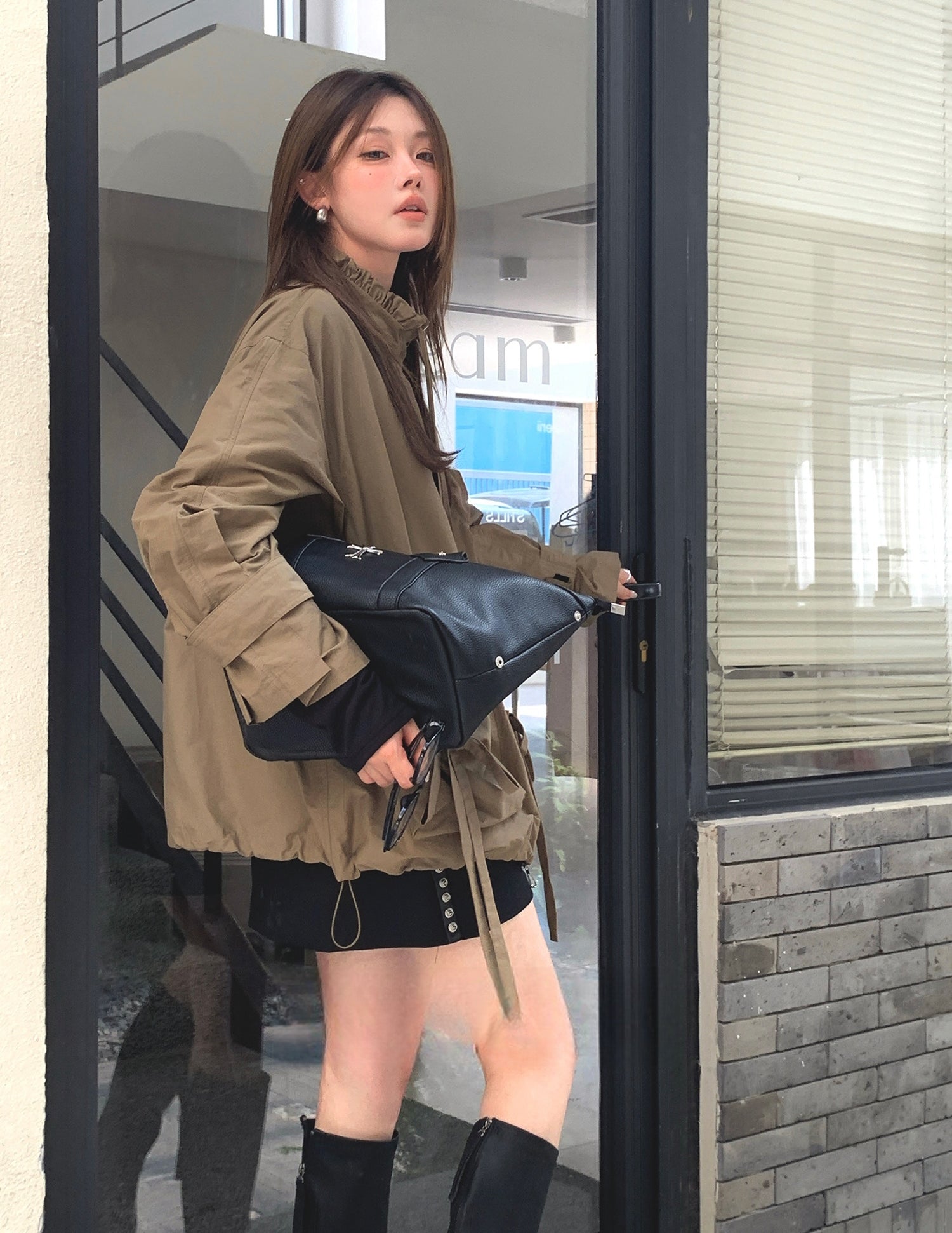 Casual Utility-Style Jacket with Straps