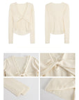 V-Neck Lace Spliced Pure Desire Knit Top