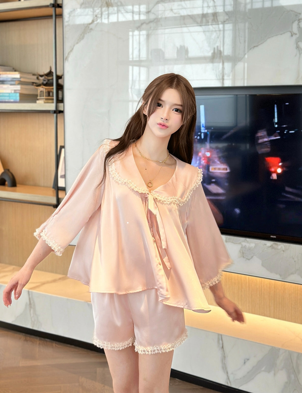 French silk loungewear with a sweet, feminine touch