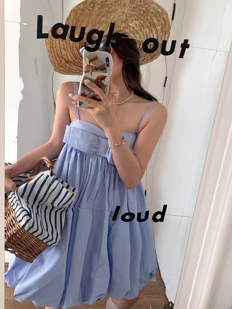 French Sweetheart Bow-Detail Camisole Dress