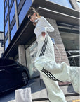 American-Style Quilted Diamond Pattern Blade-Cut Pants